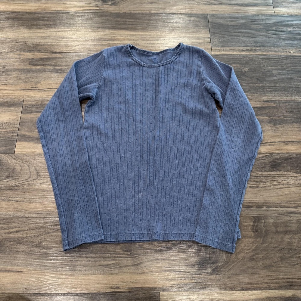 Brandy Melville Womens XS/S Cottage Core Navy Blue Long Sleeve Crewneck